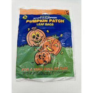 Vintage Sun Hill 1992 Halloween Pumpkin Patch Stuff-A-Pumpkin Leaf Bags Family